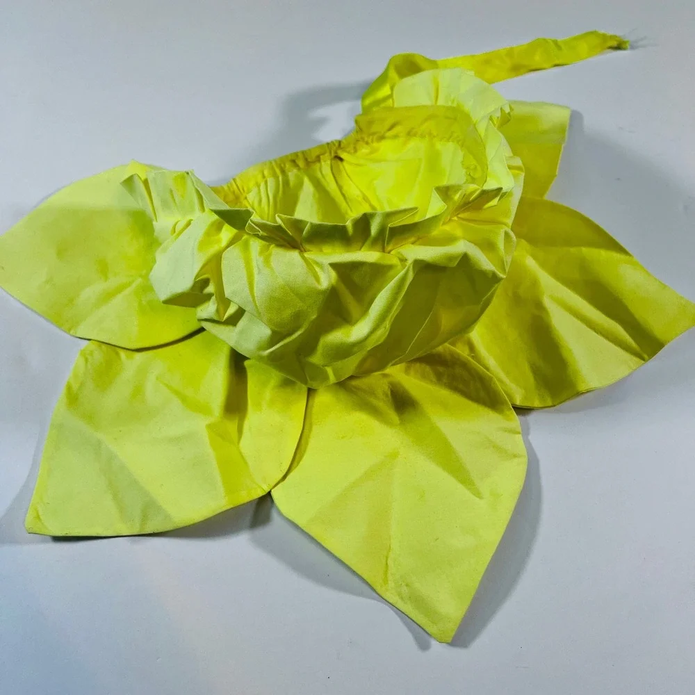Vintage Baby Flower Costume 12M Yellow Fleece Footie Bodysuit Hat Set‎